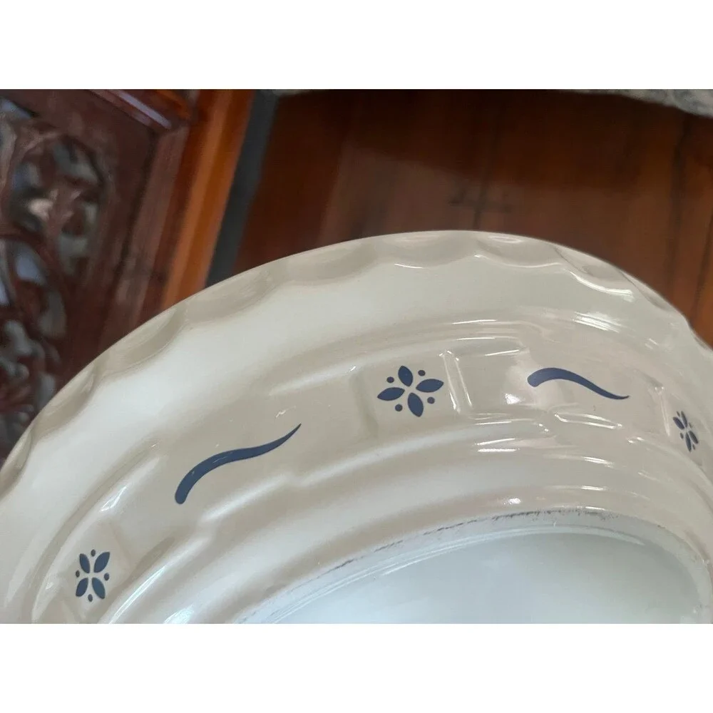Set of 2 Longaberger Pottery Woven Traditions Classic Blue Pie Plate Dish